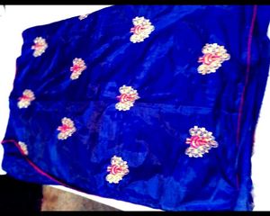 Elegant Royal Blue Embroidered Saree