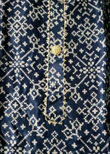 Navy Geometric Print Kurti Gaji Silk