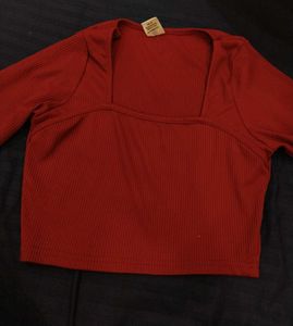 Maroon Square Neck Crop Top