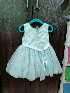 Sky Blue Net Party Wear Dress