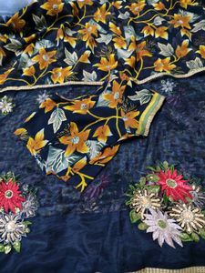 Elegant Floral Black Saree