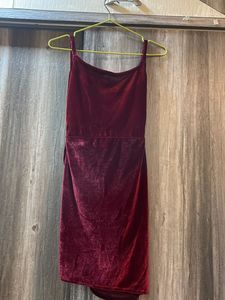Burgundy Velvet Mini Dress