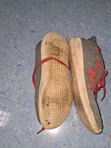 Gray &amp; Red Athletic Sneakers