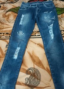 Stylish Ripped Blue Denim Jeans