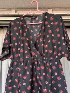 Floral Print Black Mini Dress