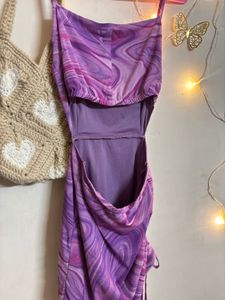 Purple Marble Print Ruched Bodycon Dress 💜