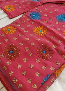 Vibrant Pink Embroidered Saree