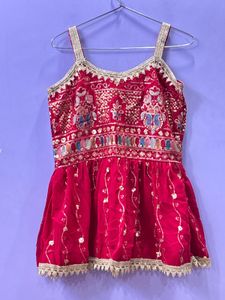 Stunning Red Embellished Kurta Set