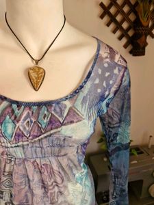 Y2K graphic mesh top