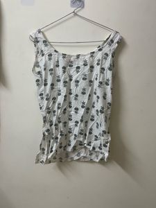 White Floral Sleeveless Top