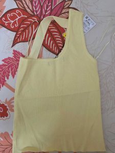 Stylish Yellow Ribbed Tank Top