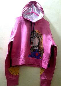 🎀Unique Graphic Print Crop Hoodie