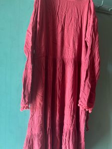 Embroidered Coral Kurta