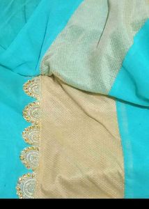 Exquisite Blue Saree with Golden Embroidery