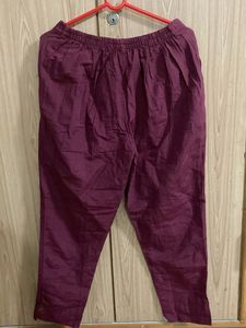 Maroon Linen Palazzos with Button Detail