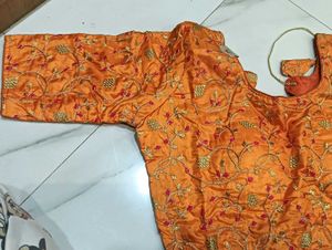 Embroidered Orange Blouse