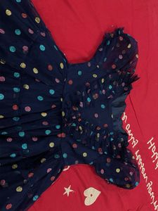Navy Polka Dot Mesh Dress