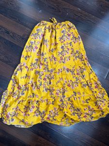 Yellow Floral Tiered Maxi Skirt