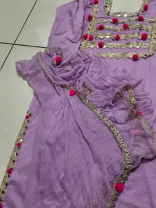 Lavender Kurta Set with Embellishments