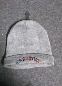 Grey Knit Beanie Hat