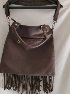 Brown Suede Fringe Shoulder Bag