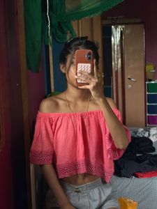Pink Off-Shoulder Cropped Top