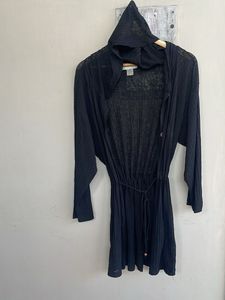 Black Hooded Duster Cardigan