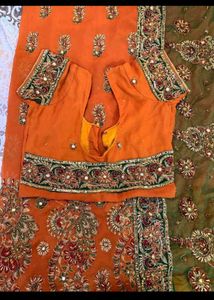 Exquisite Orange Embroidered Saree