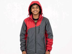 Red and Grey Hooded Jacket