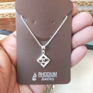 Pure Silver Rhodium Chanel Inspired Necklace