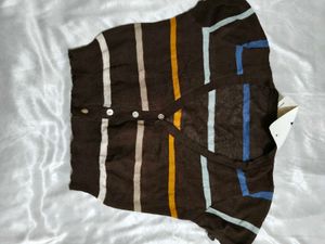 Striped Button-Up Cardigan