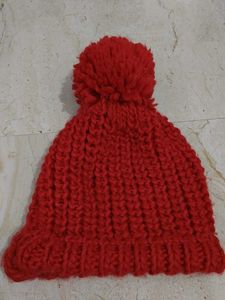 Cozy Red Knit Beanie with Pom-Pom