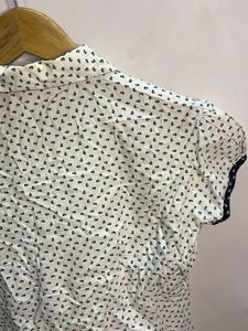 Chic White Printed Button-Up Top