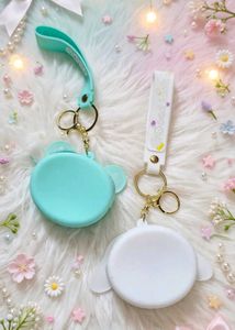 🆕kawai silicone coins pouches with keychain