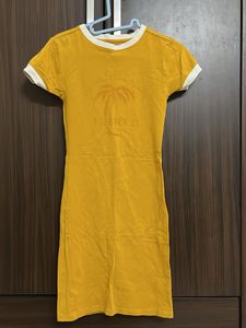 Forever 21 Yellow Graphic T-Shirt Dress