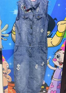 Distressed Denim Jumpsuit Dress