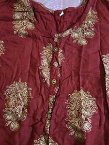 Maroon Kurta with Gold Print