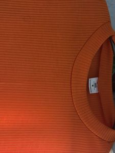 Orange Ribbed Long Sleeve Crop Top