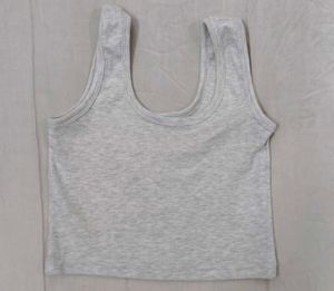 Gray Ribbed Crop Top