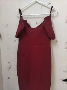 Chic Cold Shoulder Wine Red Dress