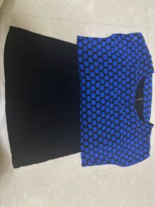 Blue & Black Polka Dot Layered Top -
