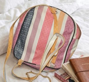 🧸 Striped Backpack with Teddy Bear Charm 🧸