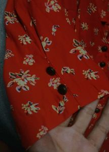Orange Floral Print plus size Mini Dress
