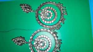 Ethnic Oxidized Silver Hoop Earrings