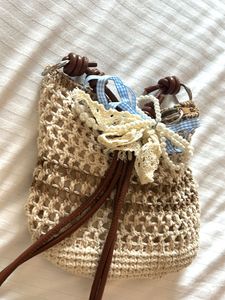 Knitted Shoulder Bag with Charm