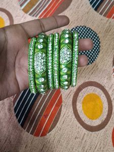 Stunning Green Bangles with Crystals