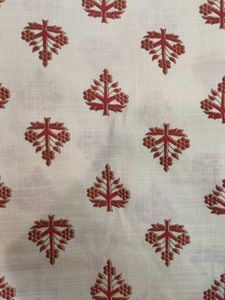Cream Cotton Kurta with Red Print