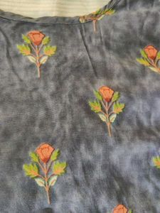 Gray Floral Print Kurta