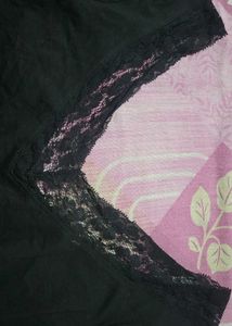 Lace Trimmed Black Bodysuit