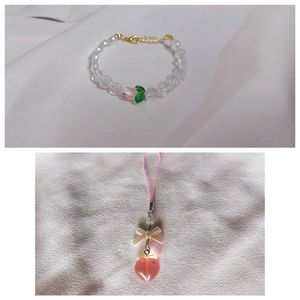 Bracelet And Phone Charms Combo 🌷🍑